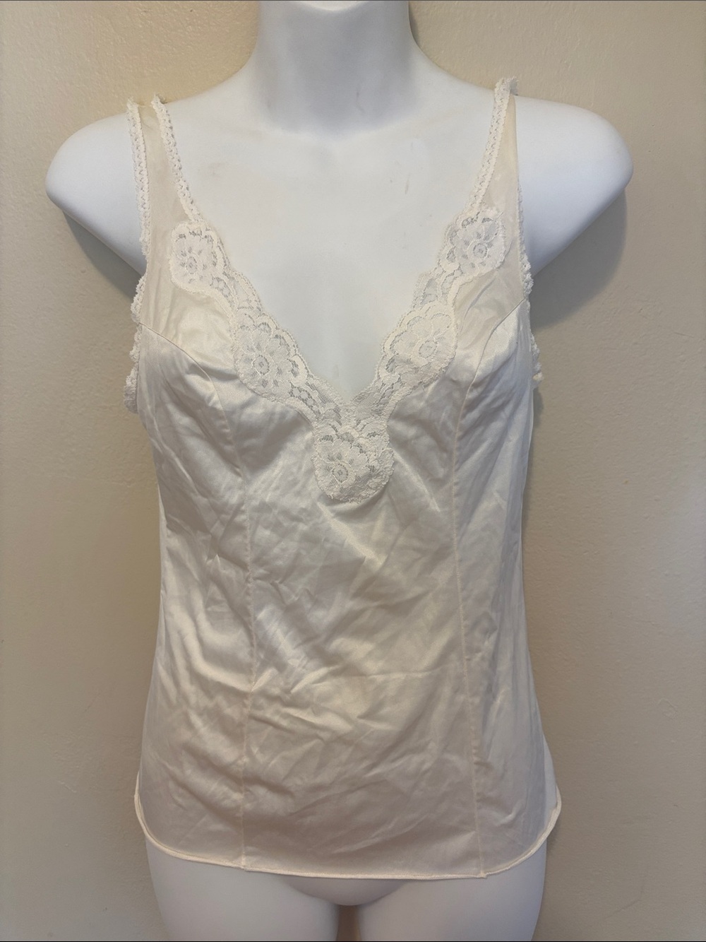 Delicate Cream Lace-Trim Camisole